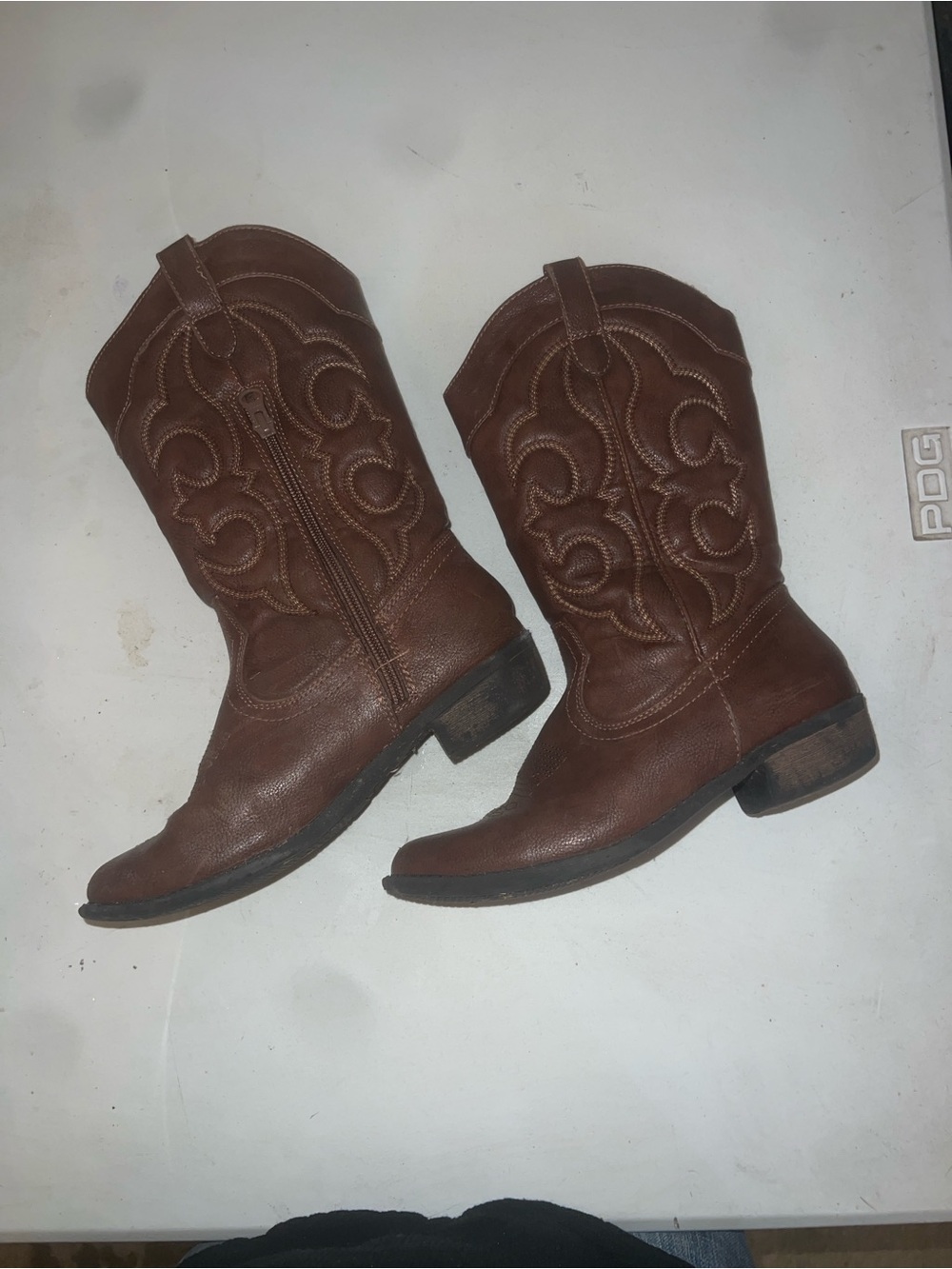 Women's Brown Lace-Up Western Boots with Embroidered Shaft